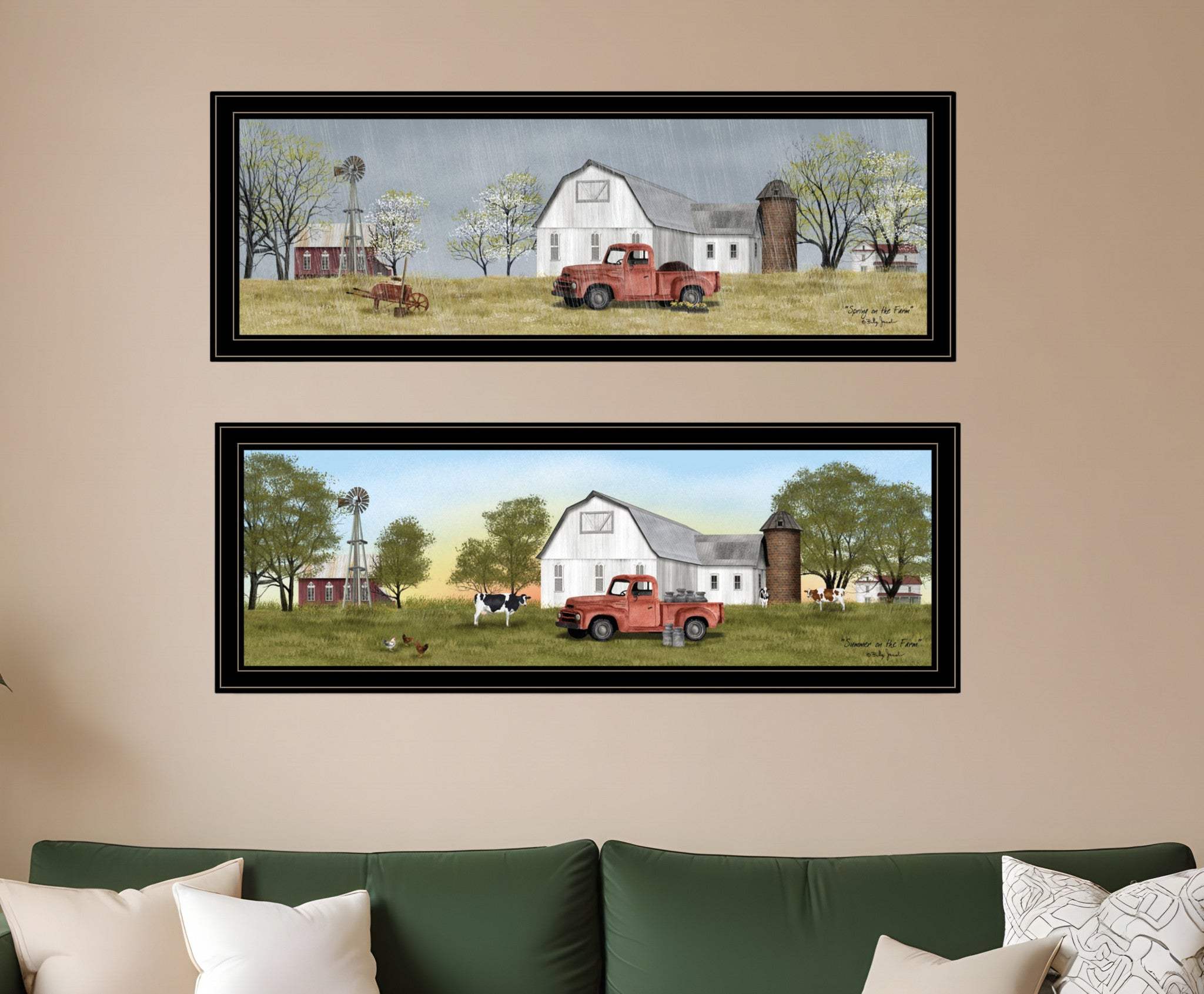 Set Of Two Billy Jacobs Summer or Spring Seasonal Black Frame Black Framed Print Wall Art - Homeroots - Flyclothing LLC