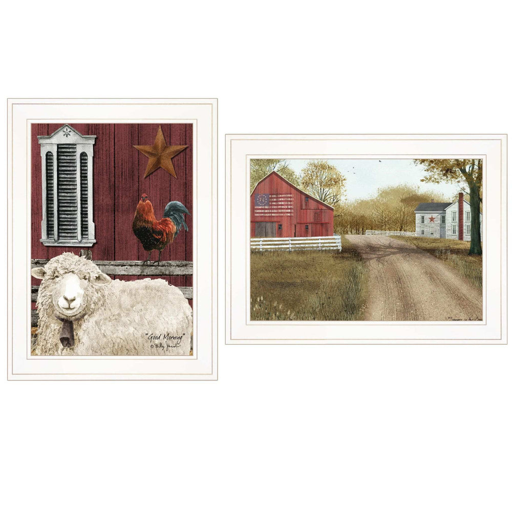 Set Of Two Good Morning 1 White Framed Print Wall Art - Homeroots - Flyclothing LLC