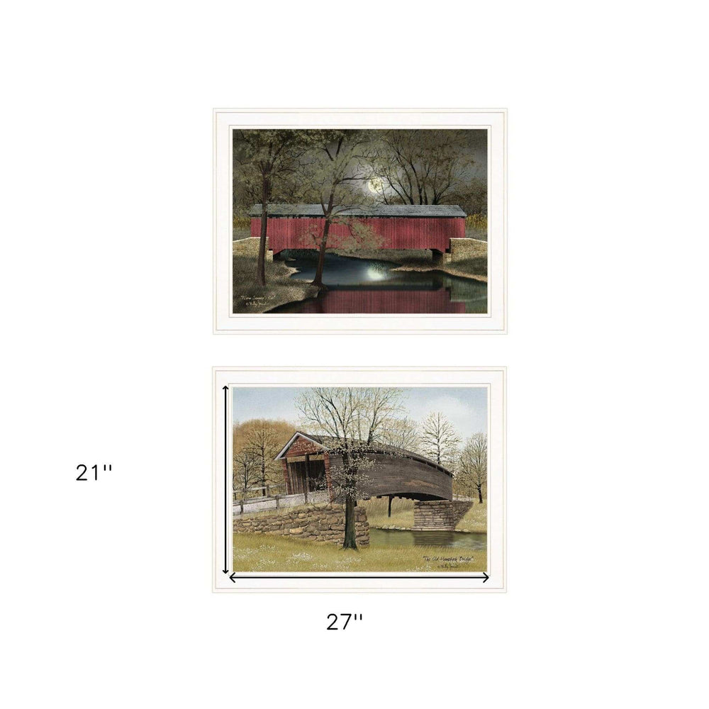 Set Of Two Bridge Collection I 1 White Framed Print Wall Art - Homeroots - Flyclothing LLC