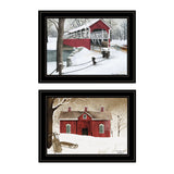 Set Of Two Winter Evening 2 Black Framed Print Wall Art - Homeroots