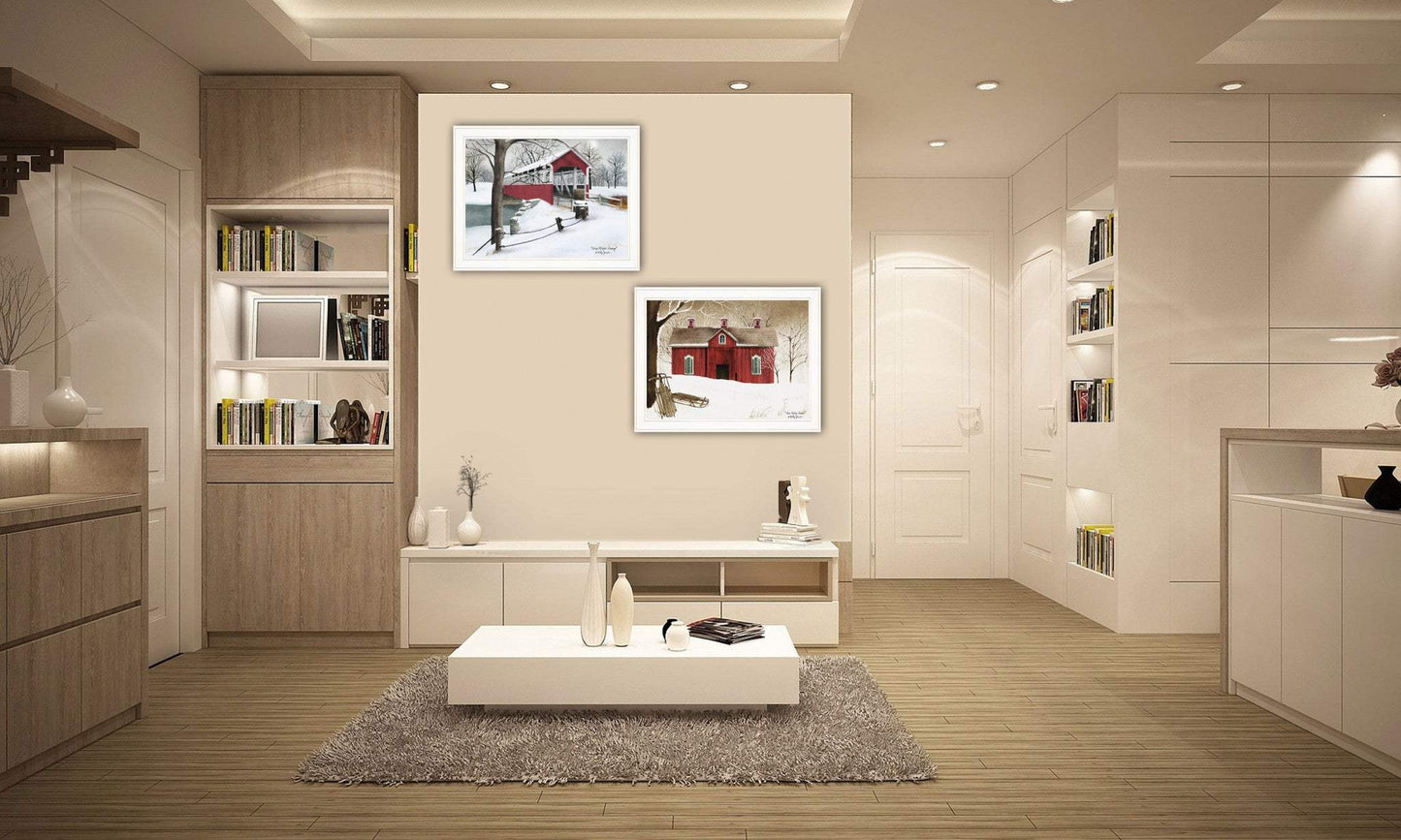 Set Of Two Crisp and New Fallen Snow 1 White Framed Print Wall Art - Homeroots - Flyclothing LLC