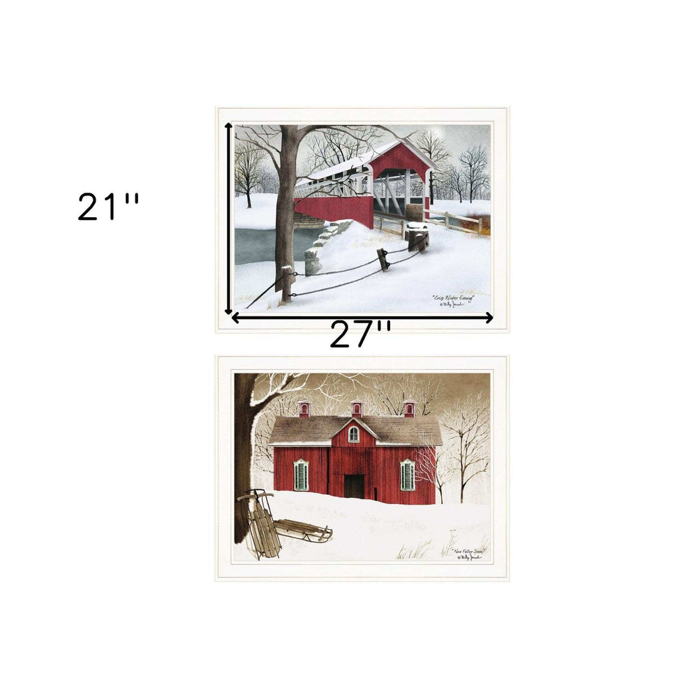 Set Of Two Crisp and New Fallen Snow 1 White Framed Print Wall Art - Homeroots - Flyclothing LLC