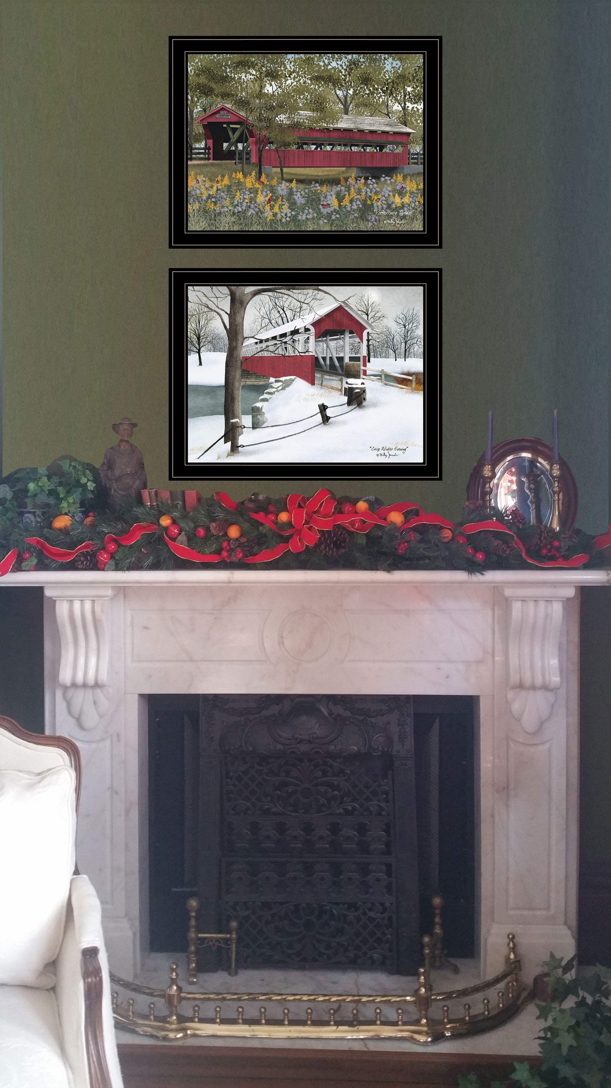 Set Of Two Covered Bridge Collection II 2 Black Framed Print Wall Art - Homeroots - Flyclothing LLC