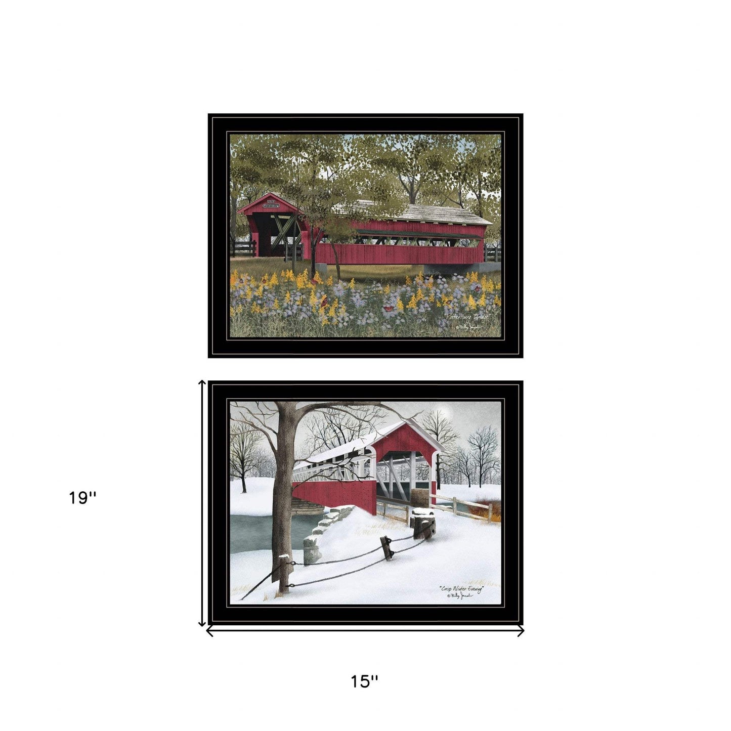 Set Of Two Covered Bridge Collection II 2 Black Framed Print Wall Art - Homeroots - Flyclothing LLC