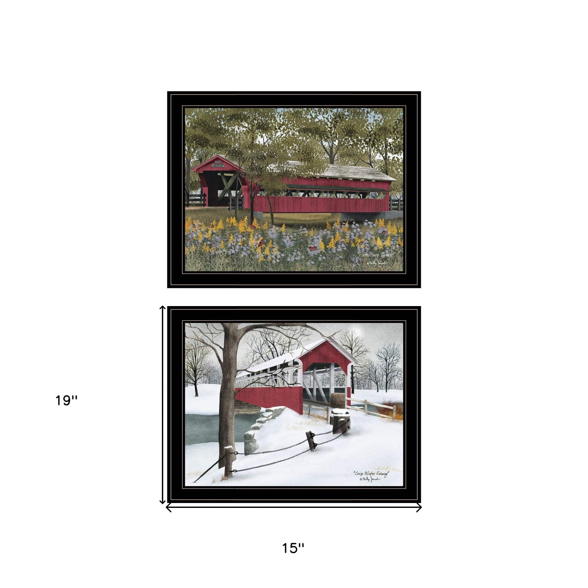 Set Of Two Covered Bridge Collection II 2 Black Framed Print Wall Art - Homeroots - Flyclothing LLC