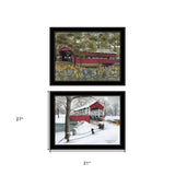 Set Of Two Billy Jacobs Covered Bridge Collection III Black Framed Print Wall Art - Homeroots
