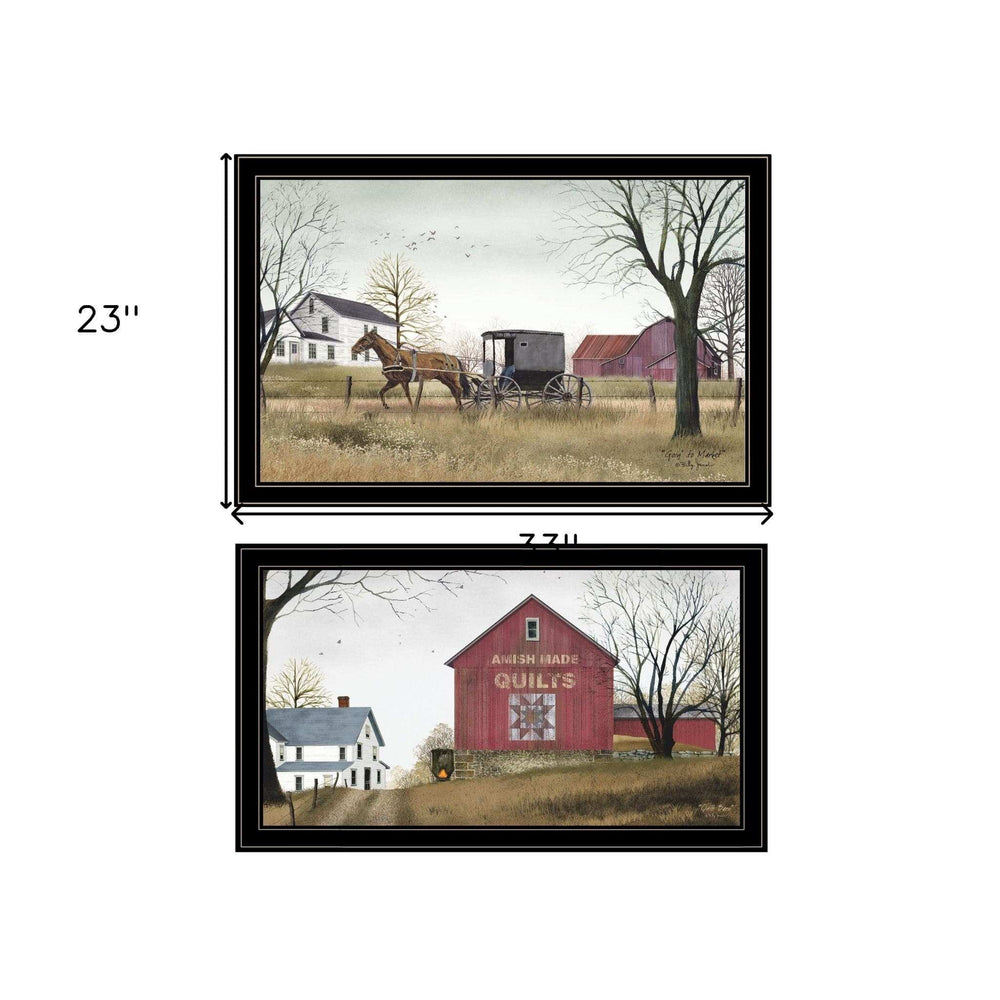 Set Of Two Goin to Market 2 Black Framed Print Wall Art - Homeroots - Flyclothing LLC