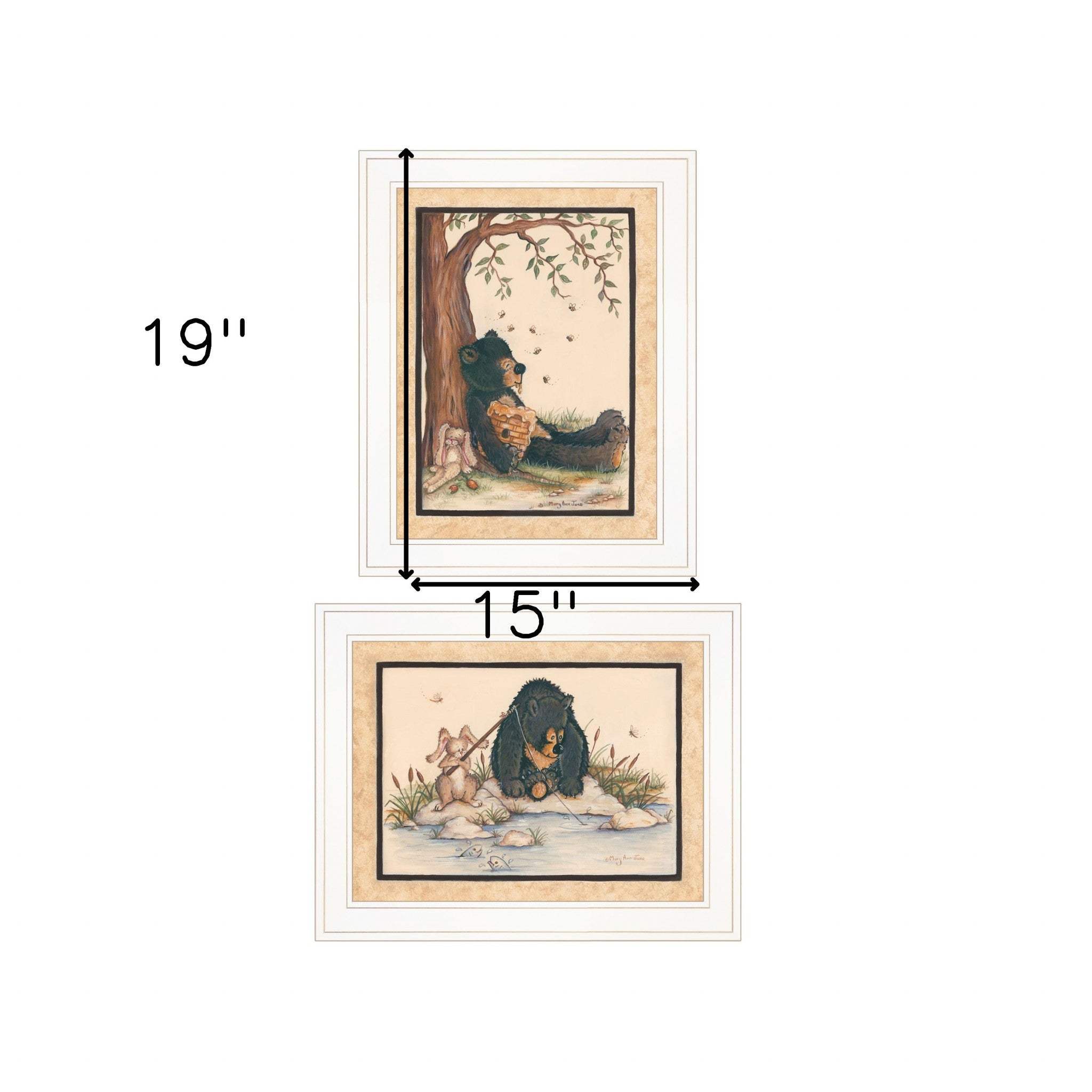 Set Of Two Gone Fishing 1 White Framed Print Wall Art - Homeroots - Flyclothing LLC