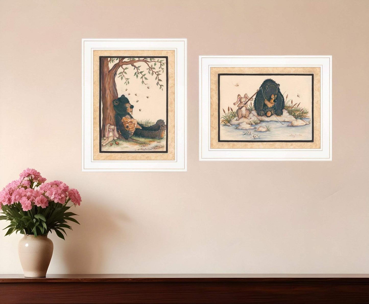 Set Of Two Gone Fishing 1 White Framed Print Wall Art - Homeroots - Flyclothing LLC
