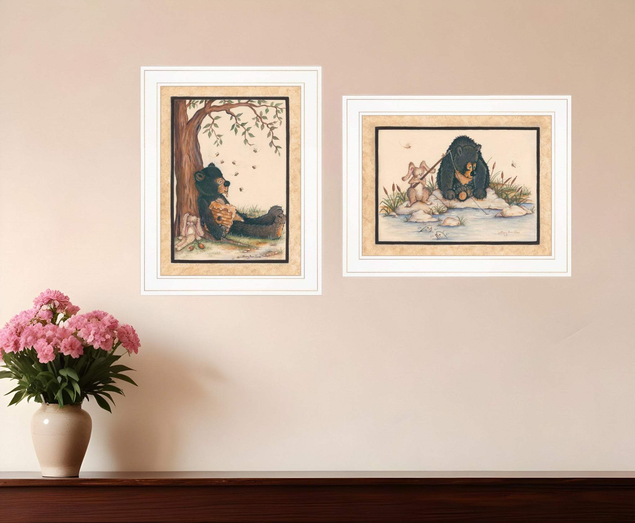 Set Of Two Gone Fishing 1 White Framed Print Wall Art - Homeroots - Flyclothing LLC