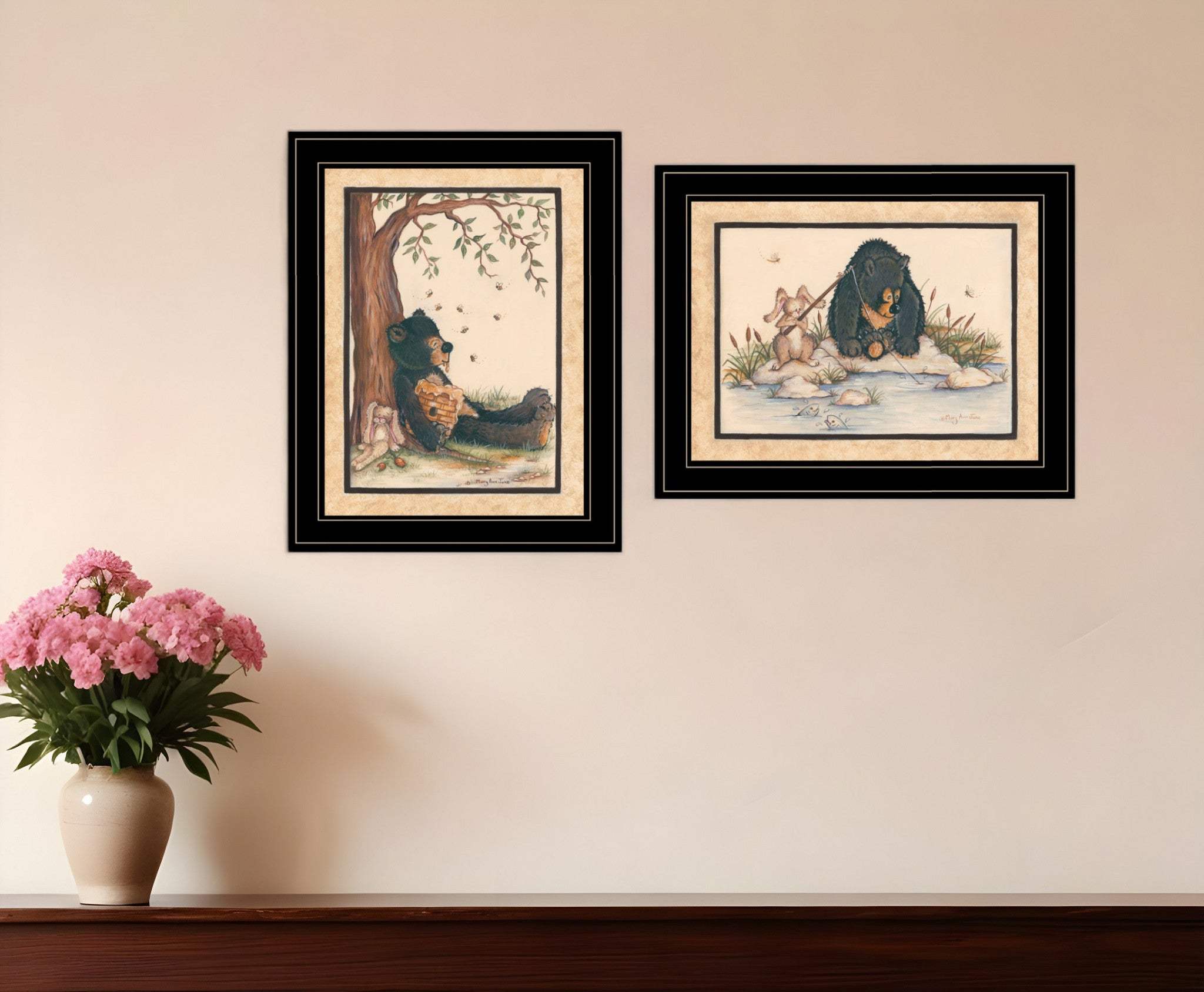 Set Of Two Gone Fishing 2 Black Framed Print Wall Art - Homeroots - Flyclothing LLC
