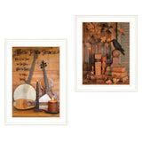 Set Of Two Music or Nevermore 1 White Framed Print Wall Art - Homeroots