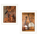 Set Of Two Music or Nevermore 1 White Framed Print Wall Art - Homeroots - Flyclothing LLC