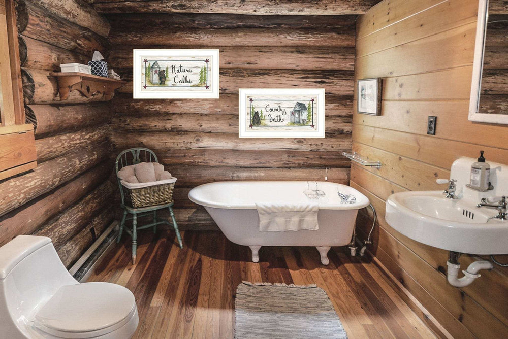 Set Of Two Nature Calls 1 White Framed Print Bathroom Wall Art - Homeroots - Flyclothing LLC