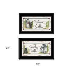 Set Of Two Nature Calls 2 Black Framed Print Bathroom Wall Art