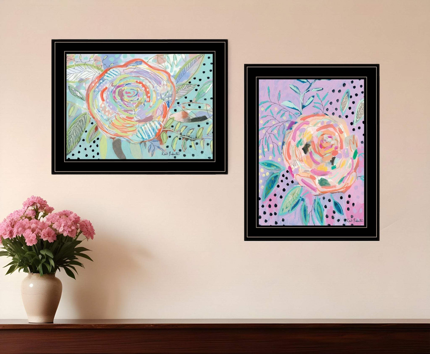 Set Of Two Bloom for Yourself 2 Black Framed Print Wall Art - Homeroots - Flyclothing LLC