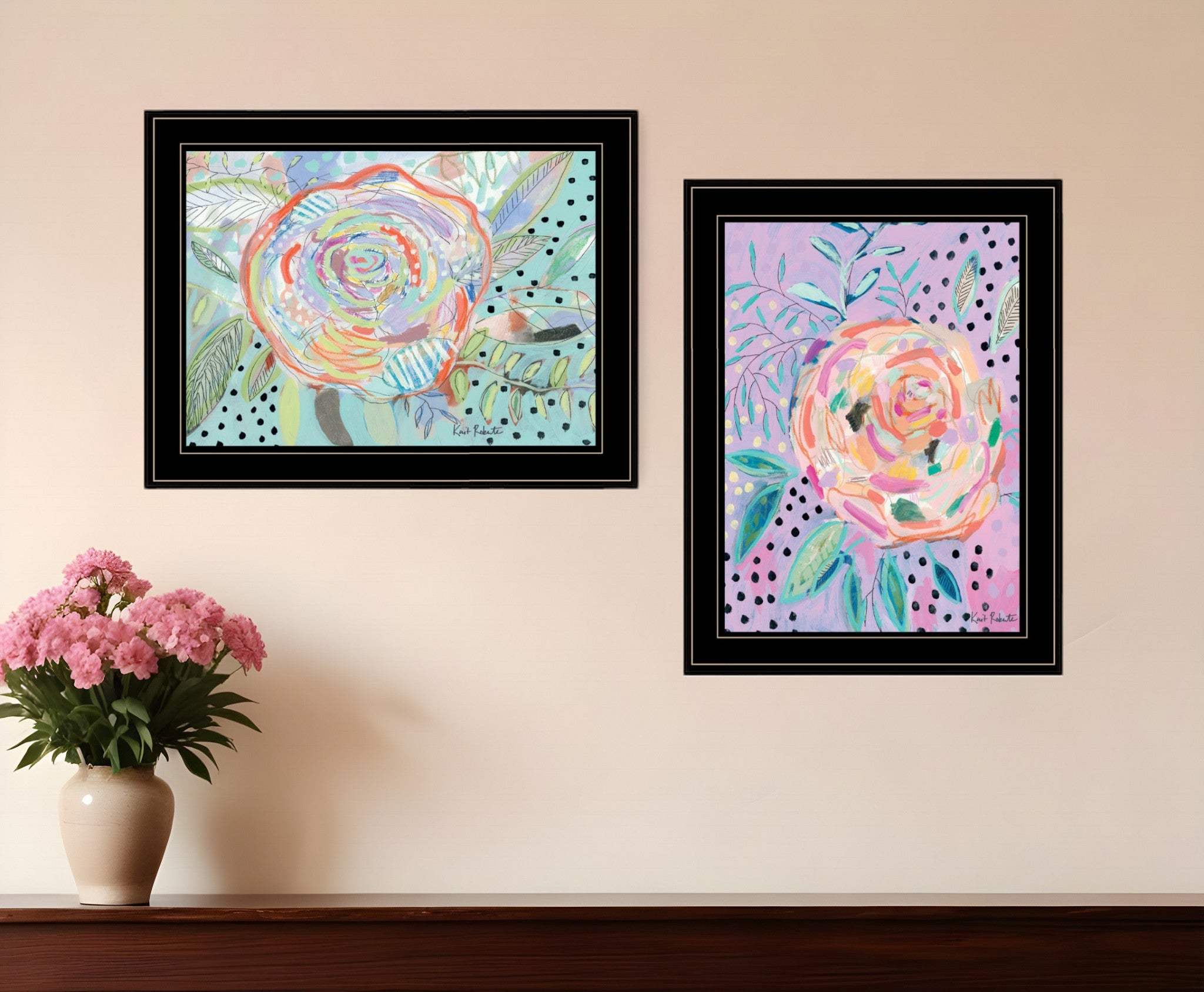 Set Of Two Bloom for Yourself 2 Black Framed Print Wall Art - Homeroots - Flyclothing LLC