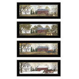 Set Of Four Seasons on the Farm Black Framed Print Wall Art - Homeroots