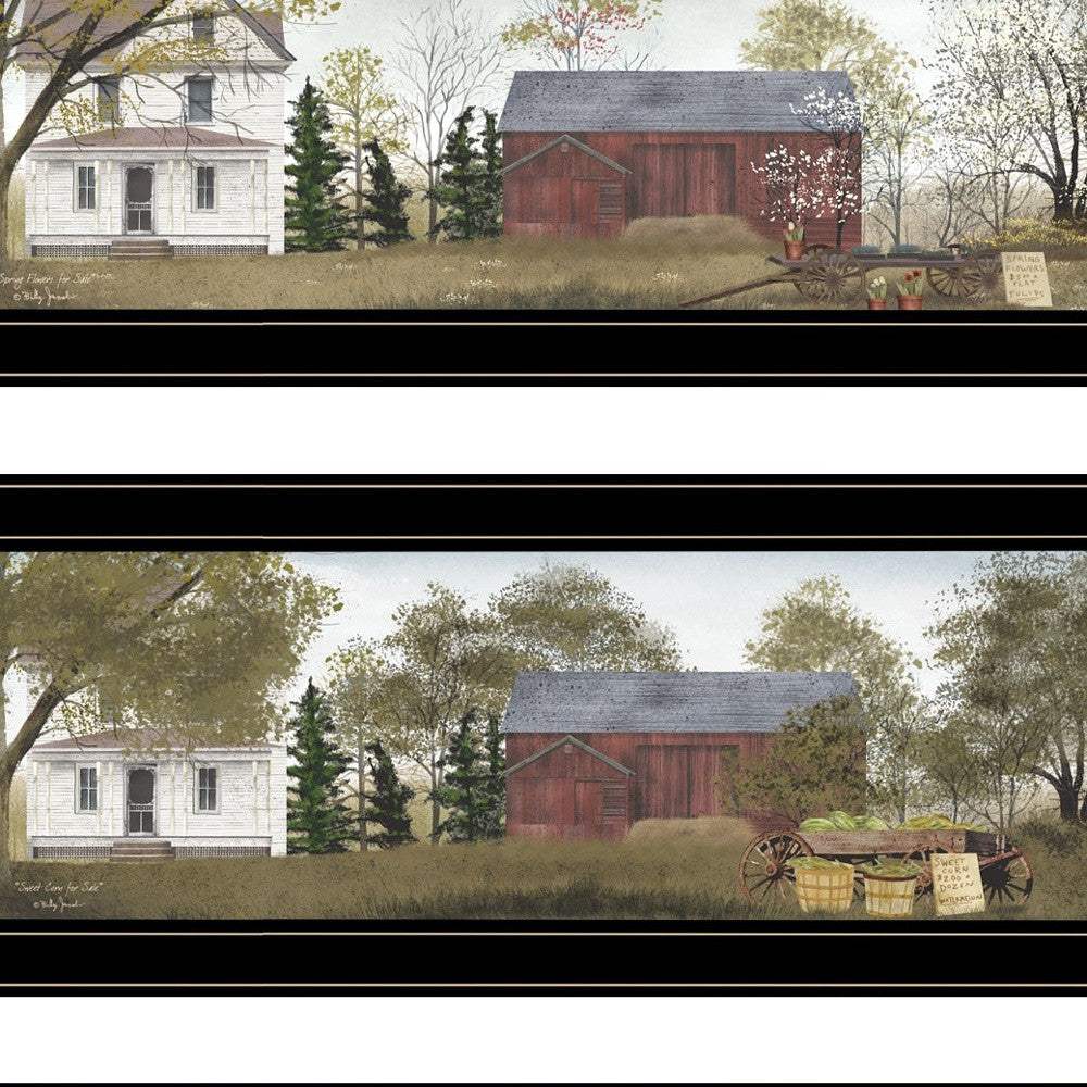Set Of Four Seasons on the Farm Black Framed Print Wall Art - Homeroots - Flyclothing LLC