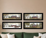 Set Of Four Seasons on the Farm Black Framed Print Wall Art - Homeroots