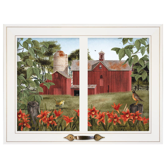 Summer Days Windowpane Style White Framed Print Wall Art - Homeroots