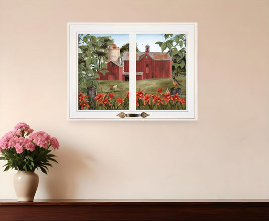 Summer Days Windowpane Style White Framed Print Wall Art - Homeroots