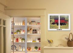 By the Red Barn Herd of Angus 1 White Framed Print Wall Art - Homeroots