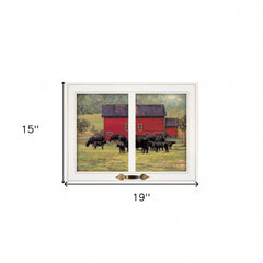 By the Red Barn Herd of Angus 1 White Framed Print Wall Art - Homeroots