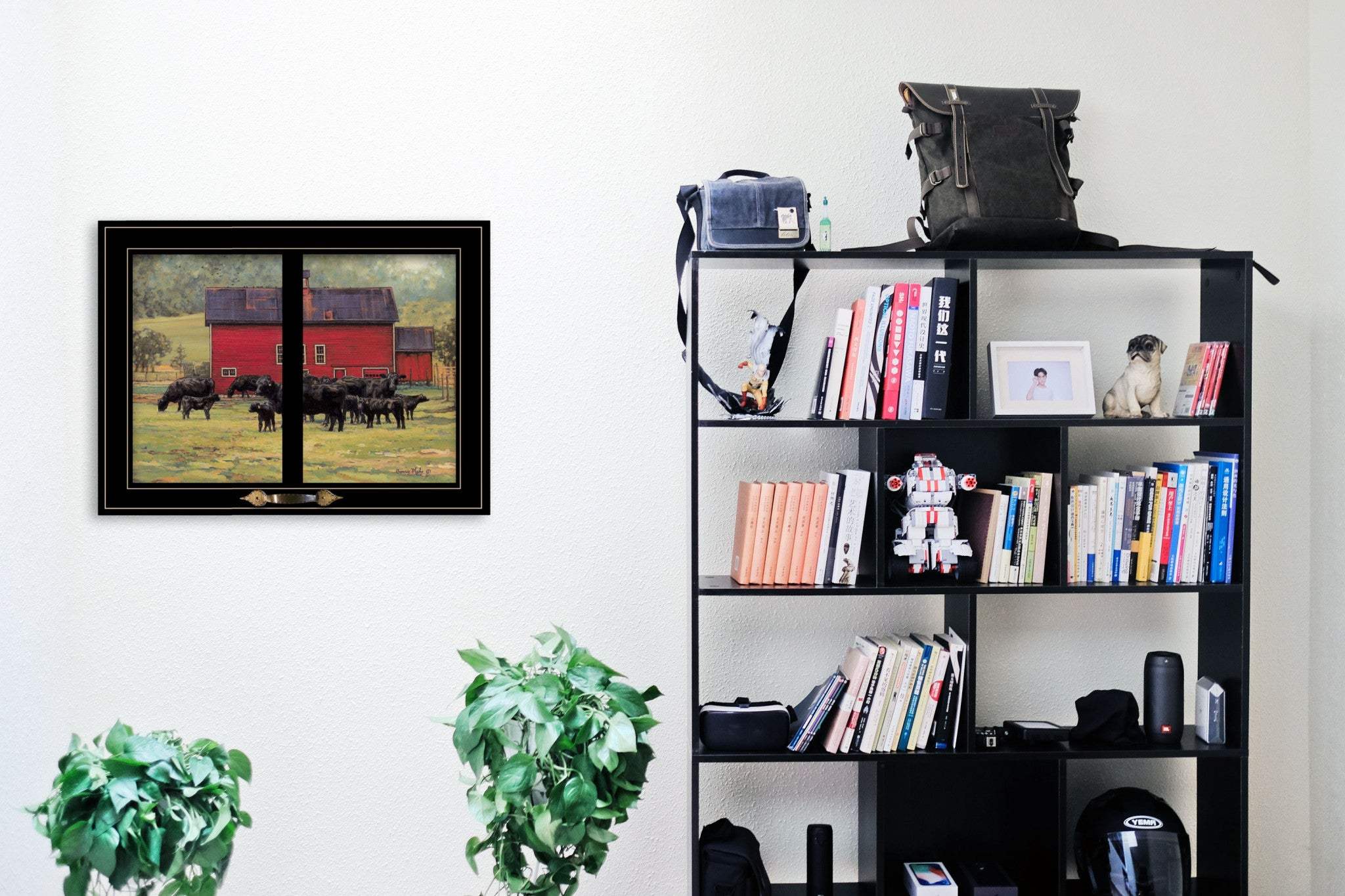 By the Red Barn Herd of Angus 2 Black Framed Print Wall Art - Homeroots - Flyclothing LLC