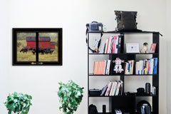 By the Red Barn Herd of Angus 2 Black Framed Print Wall Art - Homeroots