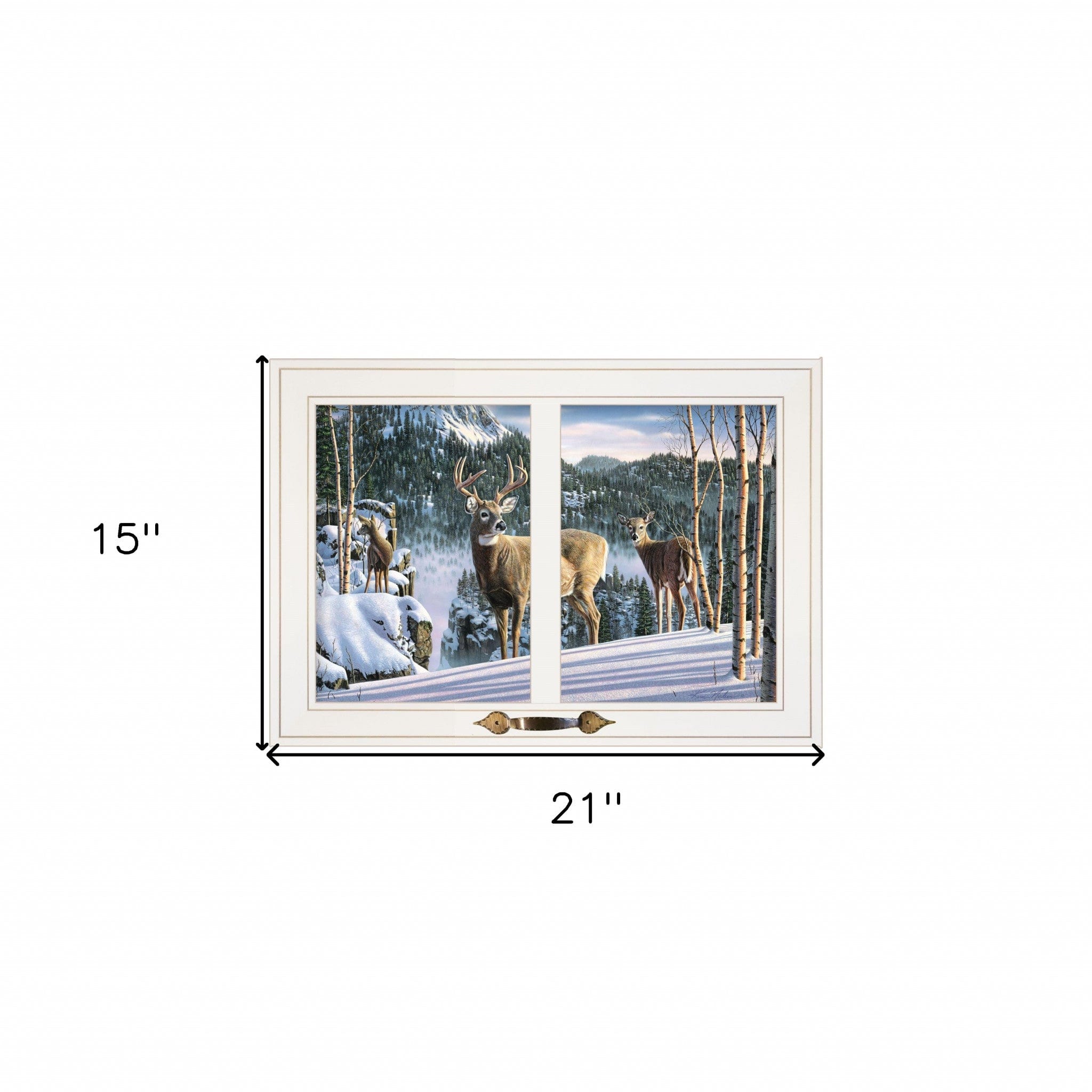 Morning View Deer 3 White Framed Print Wall Art - Homeroots