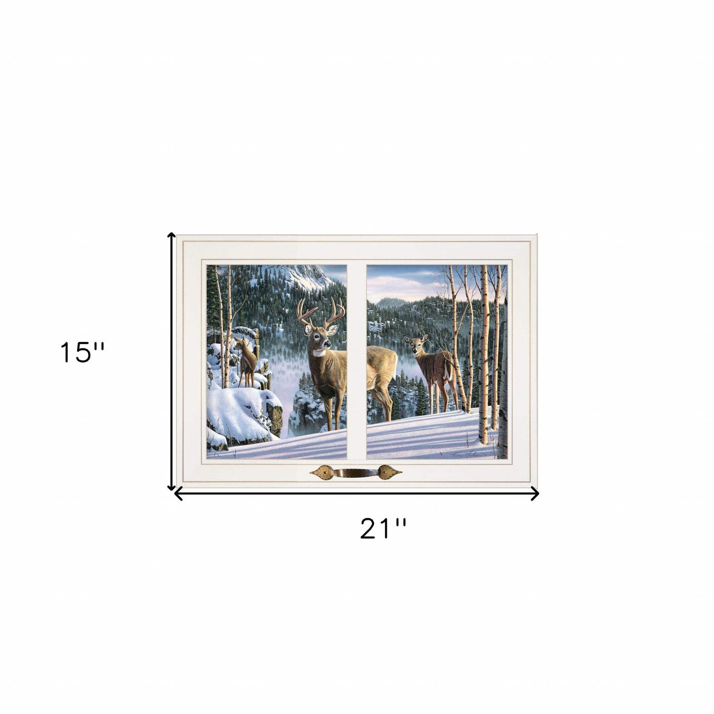 Morning View Deer 3 White Framed Print Wall Art - Homeroots - Flyclothing LLC