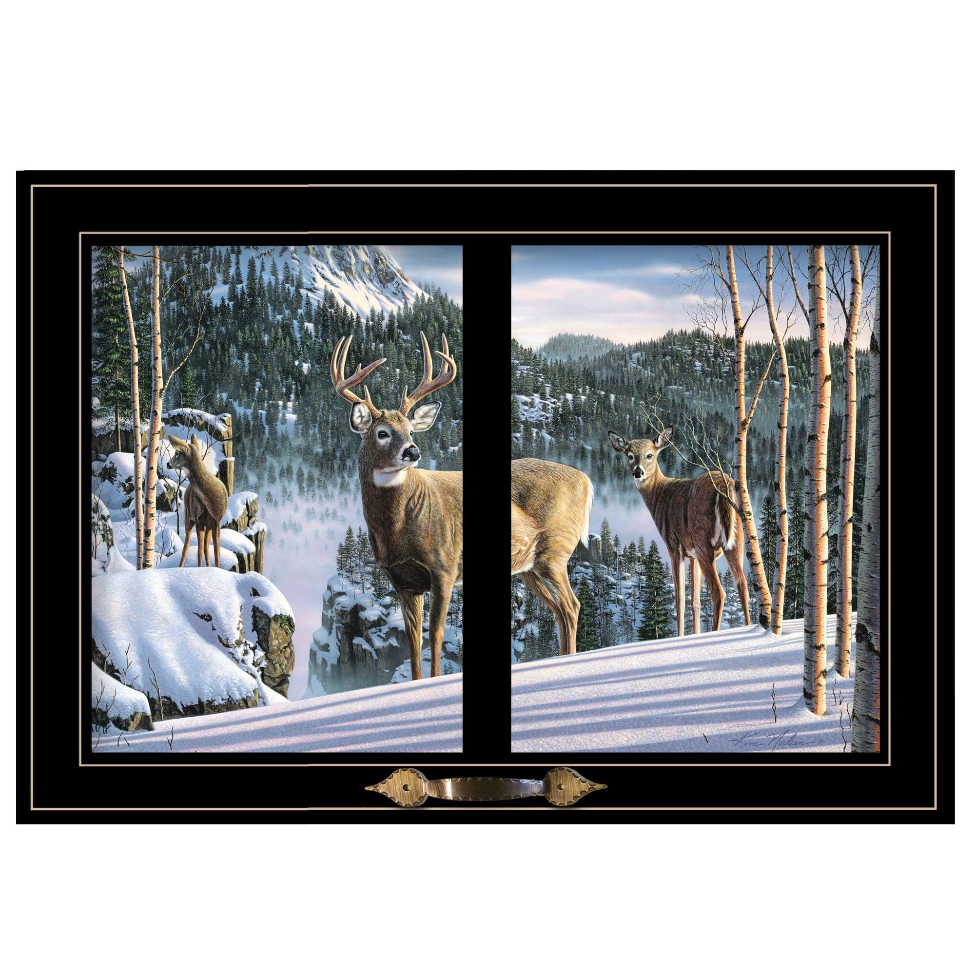 Morning View Deer 4 Black Framed Print Wall Art - Homeroots