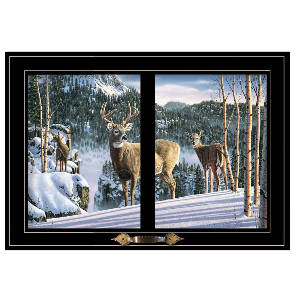 Morning View Deer 4 Black Framed Print Wall Art - Homeroots - Flyclothing LLC