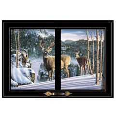 Morning View Deer 4 Black Framed Print Wall Art - Homeroots