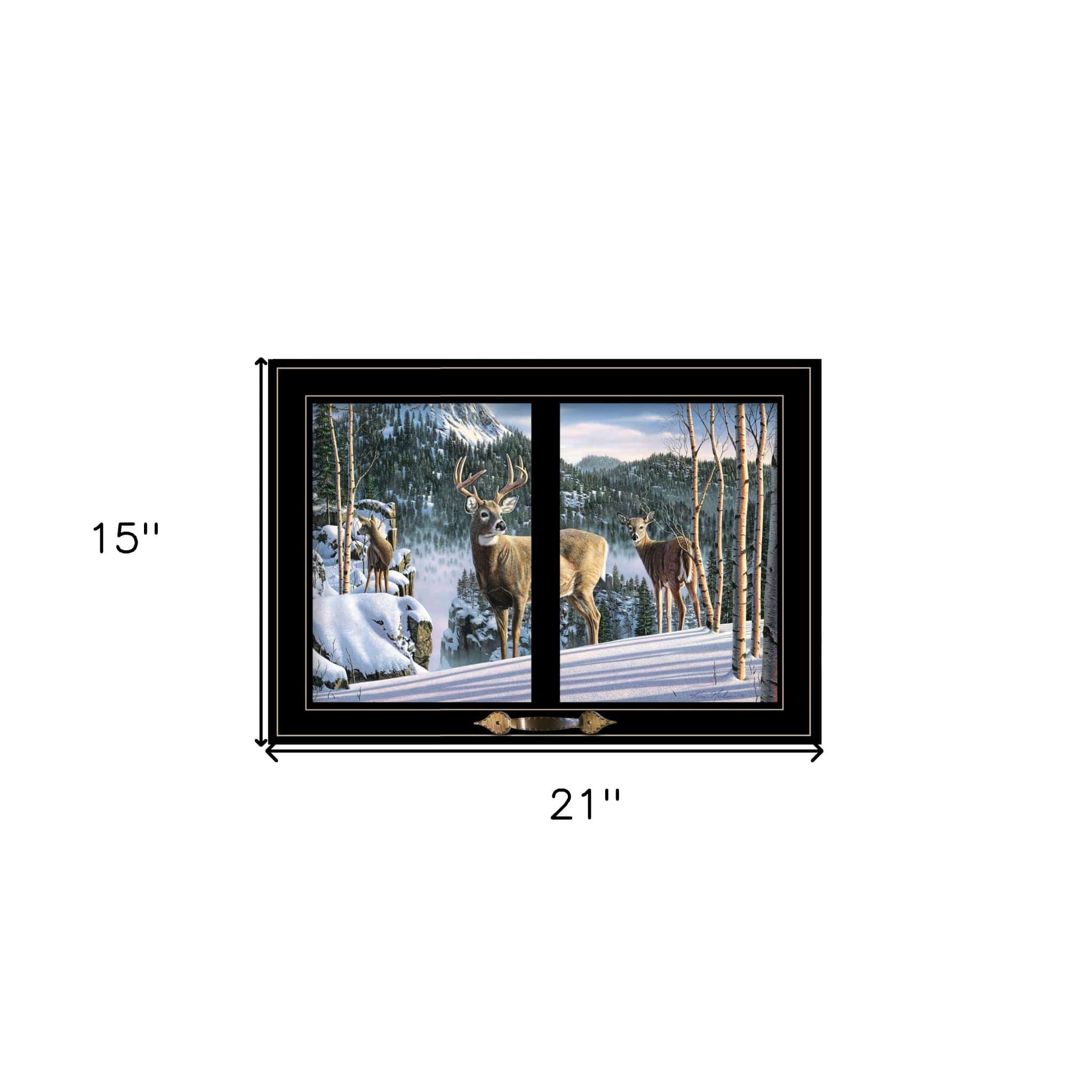 Morning View Deer 4 Black Framed Print Wall Art - Homeroots