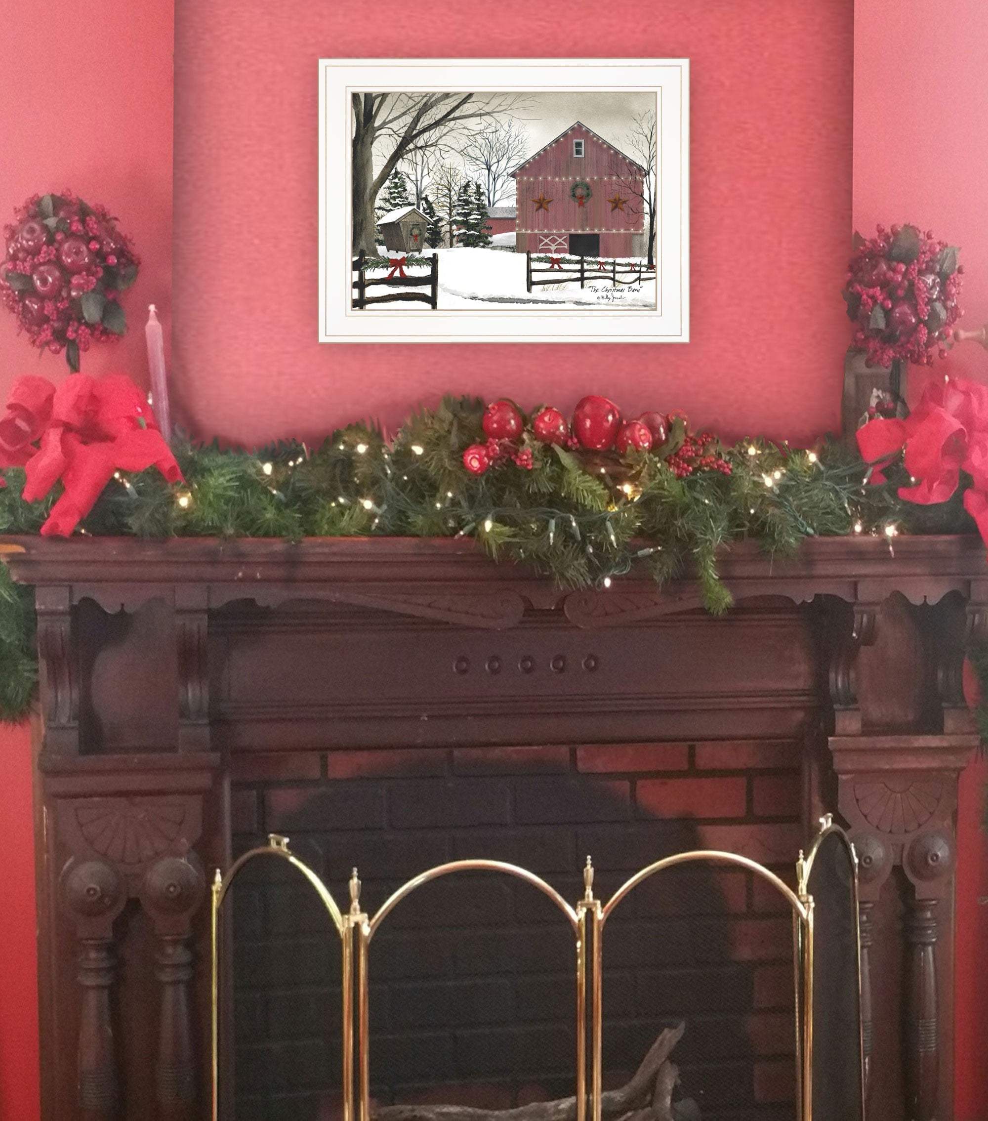 Christmas Barn 1 White Framed Print Wall Art - Homeroots - Flyclothing LLC