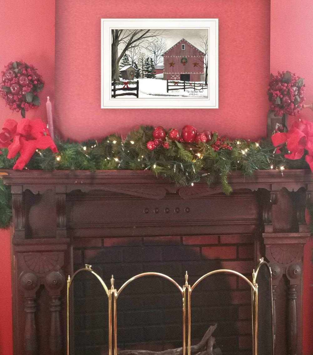 Christmas Barn 1 White Framed Print Wall Art - Homeroots - Flyclothing LLC