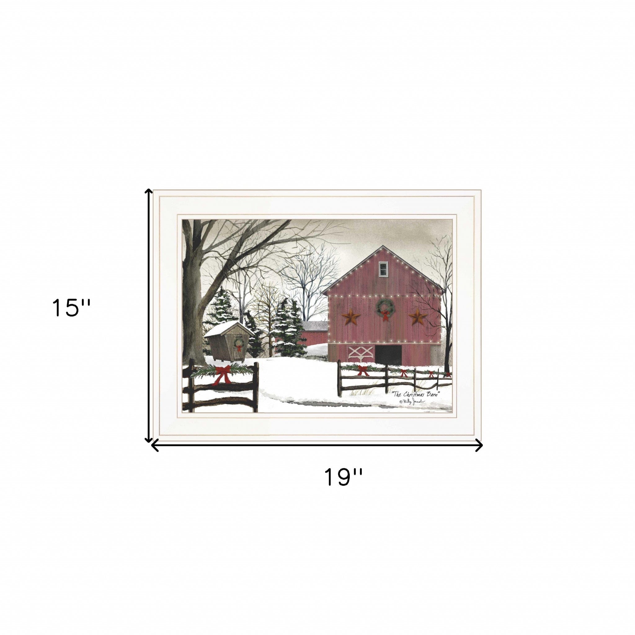 Christmas Barn 1 White Framed Print Wall Art - Homeroots