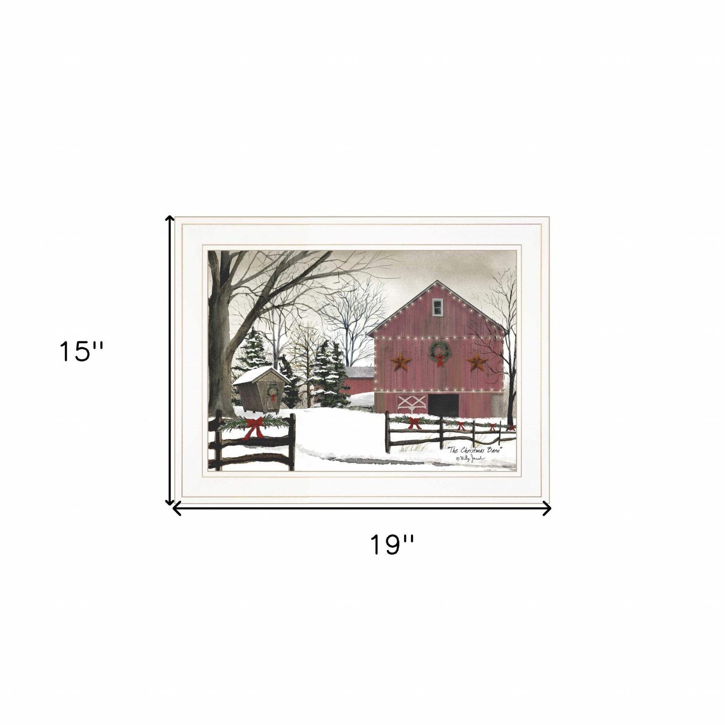 Christmas Barn 1 White Framed Print Wall Art - Homeroots - Flyclothing LLC
