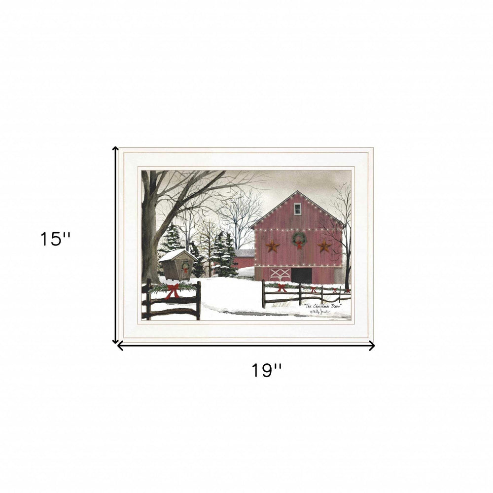 Christmas Barn 1 White Framed Print Wall Art - Homeroots - Flyclothing LLC