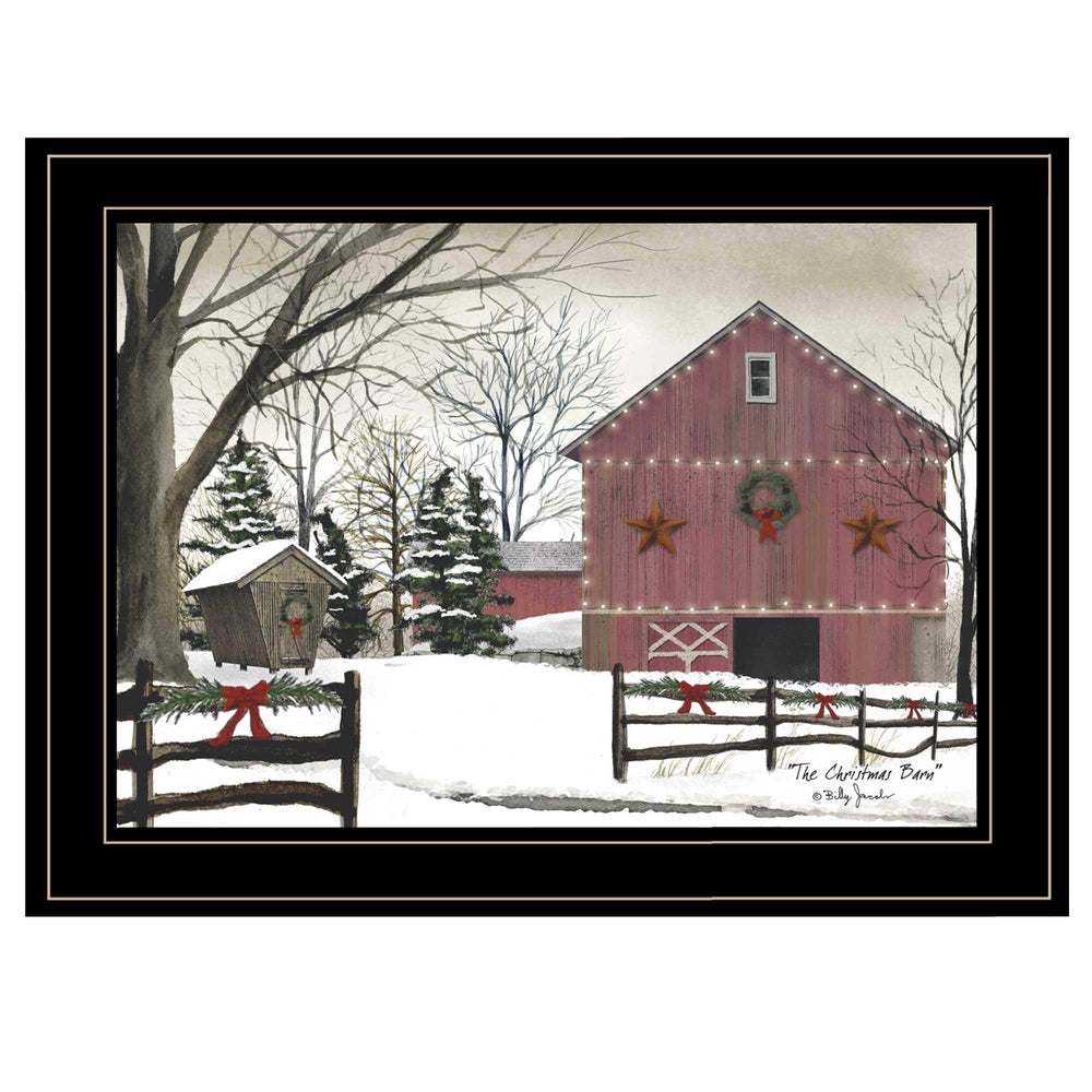 Christmas Barn 2 Black Framed Print Wall Art - Homeroots - Flyclothing LLC