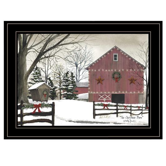 Christmas Barn 2 Black Framed Print Wall Art - Homeroots