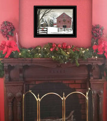 Christmas Barn 2 Black Framed Print Wall Art - Homeroots