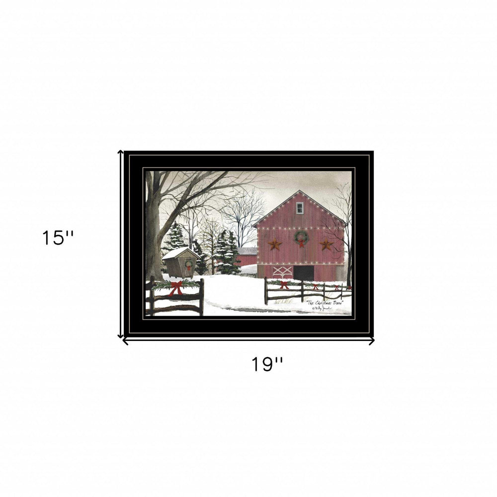 Christmas Barn 2 Black Framed Print Wall Art - Homeroots - Flyclothing LLC