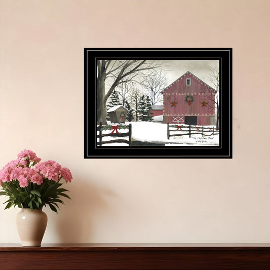 Christmas Barn 2 Black Framed Print Wall Art - Homeroots