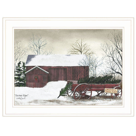 Christmas Wagon 1 White Framed Print Wall Art - Homeroots