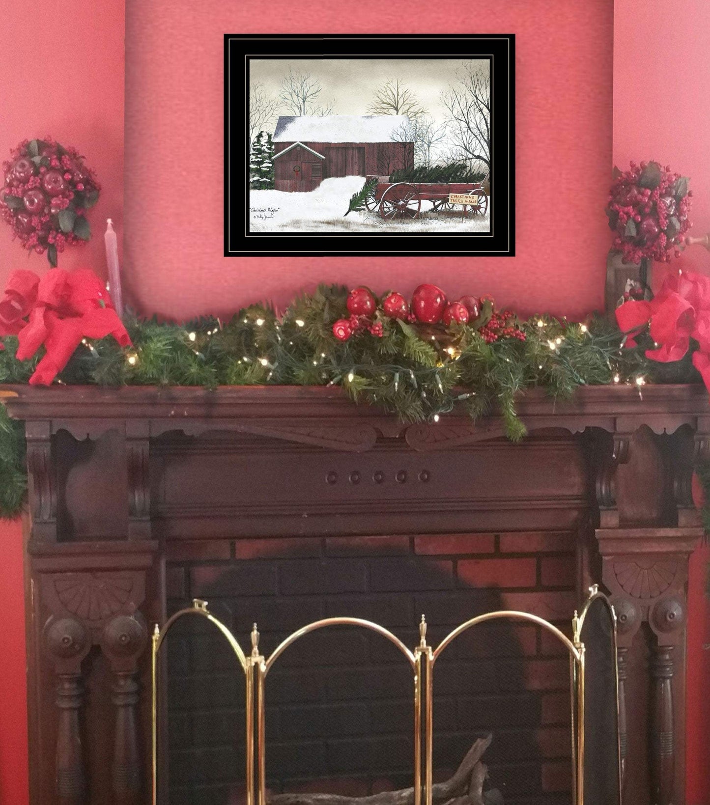 Christmas Wagon 2 Black Framed Print Wall Art - Homeroots - Flyclothing LLC