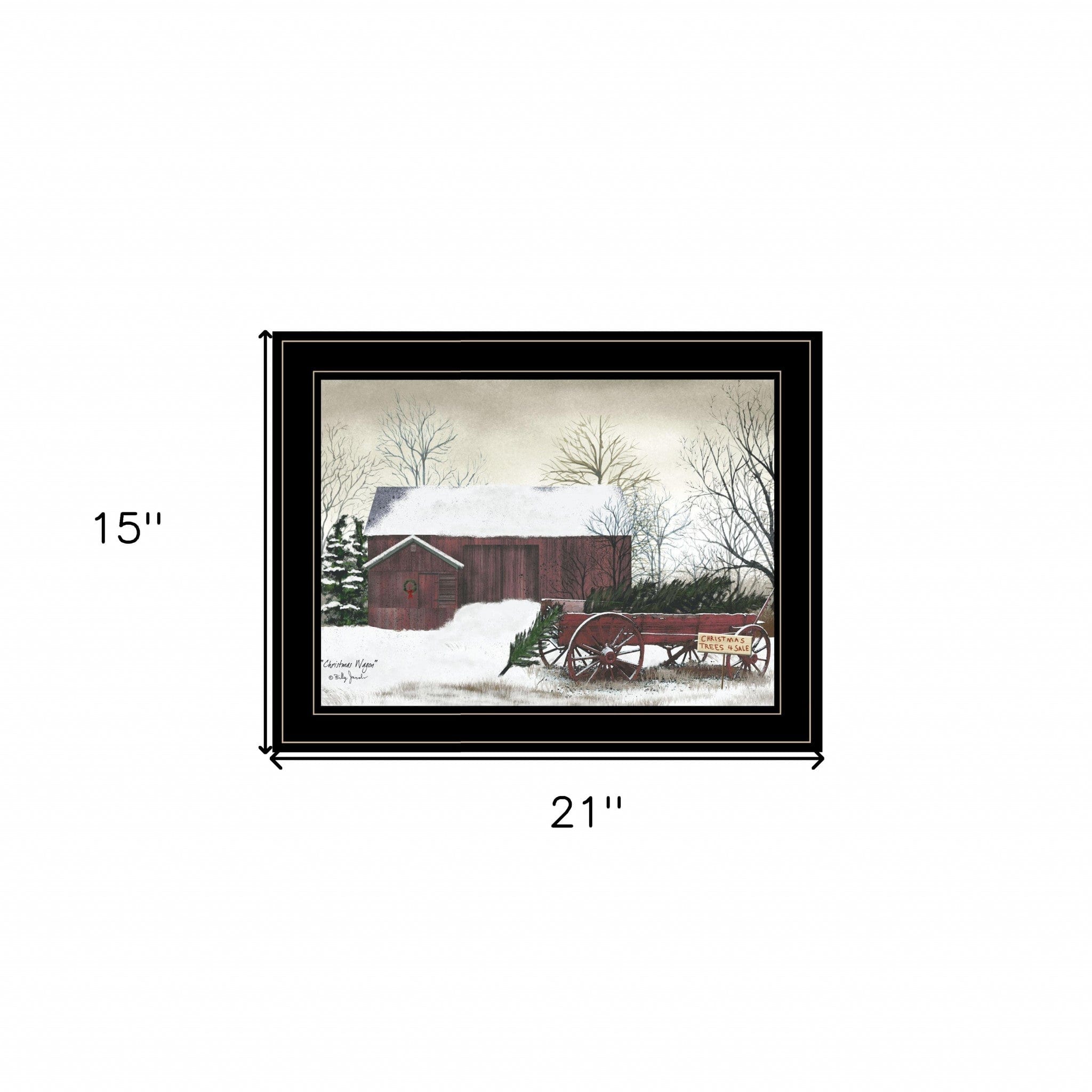 Christmas Wagon 2 Black Framed Print Wall Art - Homeroots