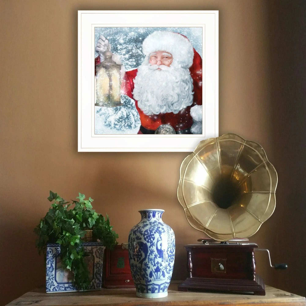 Santa with Lantern 1 White Framed Print Wall Art - Homeroots - Flyclothing LLC